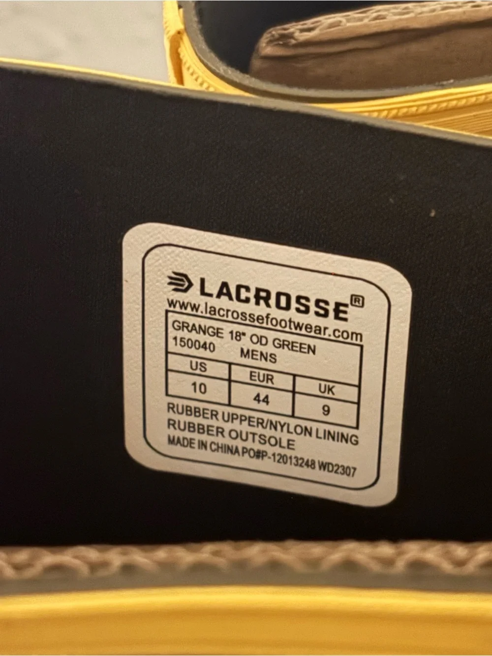 LaCrosse Grange 18” OD Green Rubber Boots Size 10 New W Defected Box